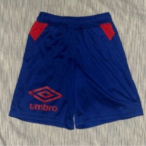 UMBRO Kids Athletic Shorts in Blue with Red Accents
